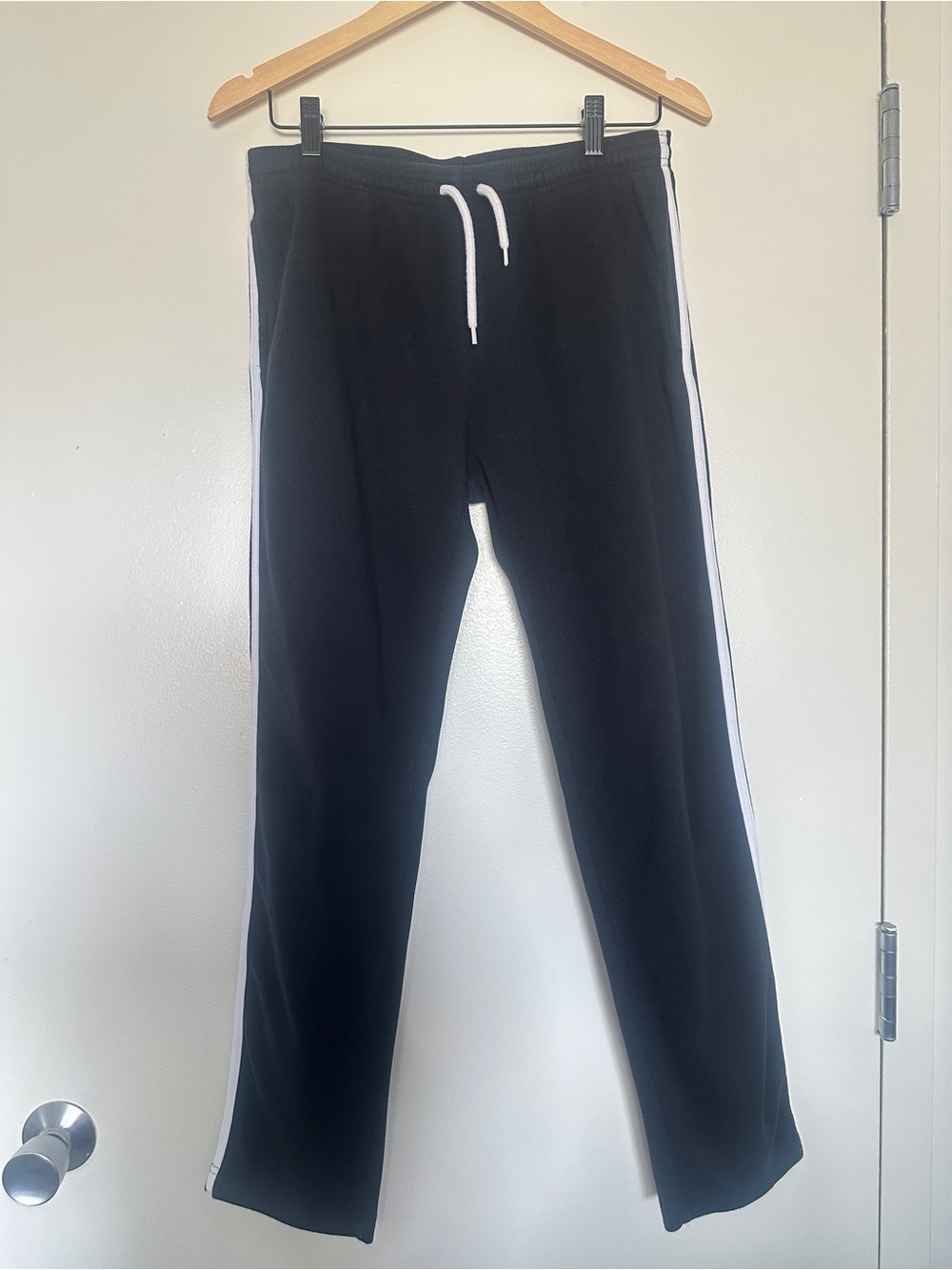 American Apparel Black Track Pants with White Side Stripes